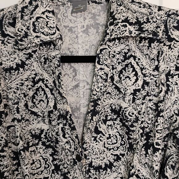 Ann Taylor Petites Cotton 3/4 Length Sleeve Shirt Dress Black White Size 6P - Picture 7 of 10